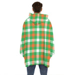 Irish Checkered St. Patrick's Day Print Hoodie Blanket