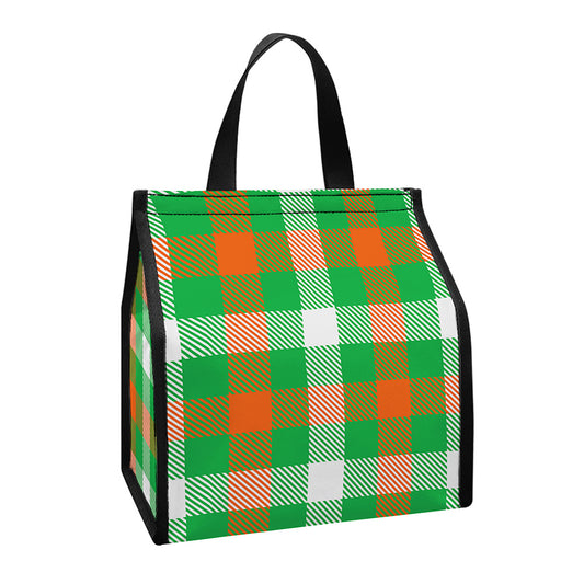 Irish Checkered St. Patrick's Day Print Insulated Lunch Tote