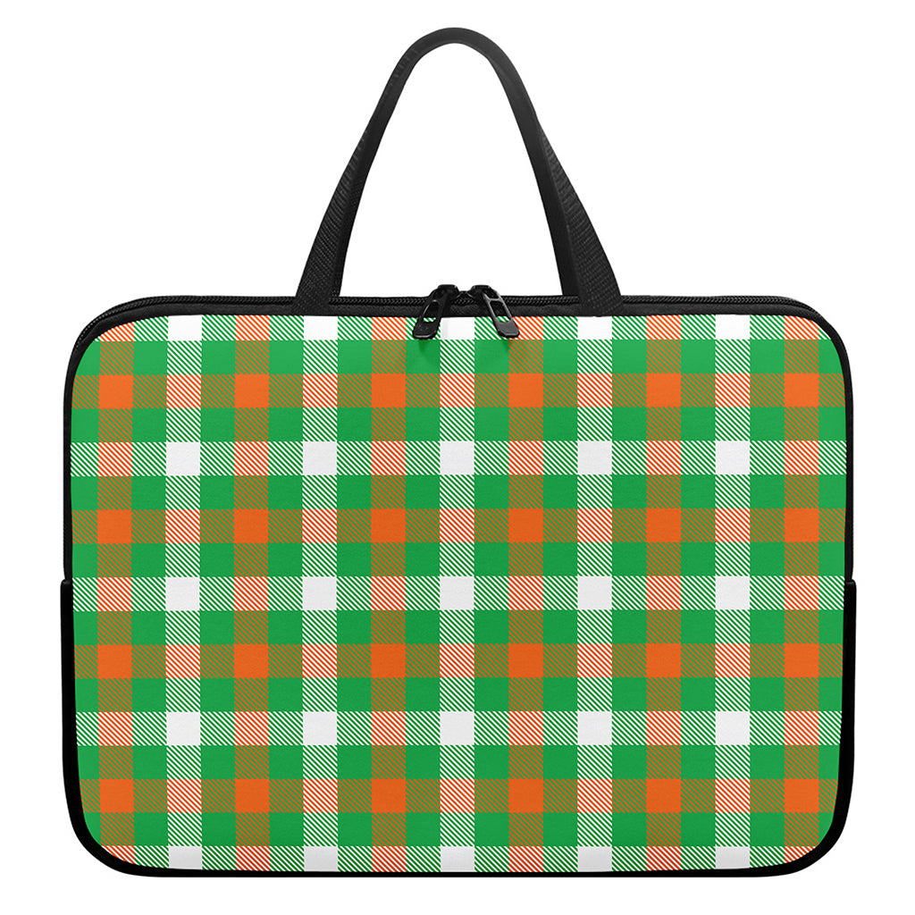 Irish Checkered St. Patrick's Day Print Laptop Sleeve With Handle
