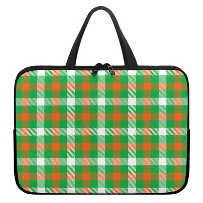 Irish Checkered St. Patrick's Day Print Laptop Sleeve With Handle