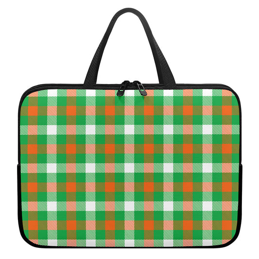 Irish Checkered St. Patrick's Day Print Laptop Sleeve With Handle