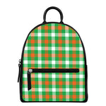 Irish Checkered St. Patrick's Day Print Leather Backpack