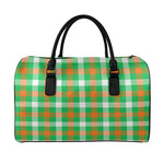 Irish Checkered St. Patrick's Day Print Leather Duffle Bag