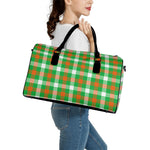 Irish Checkered St. Patrick's Day Print Leather Duffle Bag