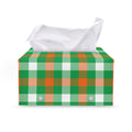 Irish Checkered St. Patrick's Day Print Leather Tissue Box Cover