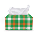 Irish Checkered St. Patrick's Day Print Leather Tissue Box Cover