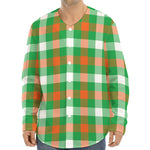 Irish Checkered St. Patrick's Day Print Long Sleeve Baseball Jersey