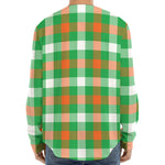 Irish Checkered St. Patrick's Day Print Long Sleeve Baseball Jersey