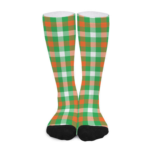 Irish Checkered St. Patrick's Day Print Long Socks