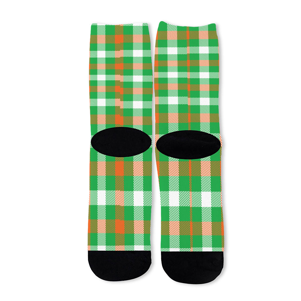 Irish Checkered St. Patrick's Day Print Long Socks