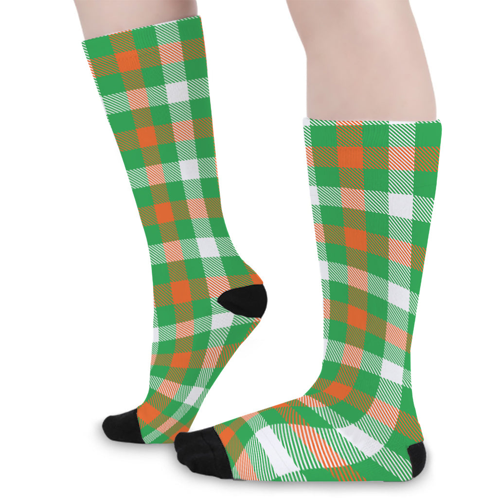 Irish Checkered St. Patrick's Day Print Long Socks