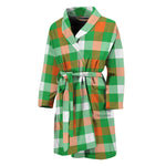 Irish Checkered St. Patrick's Day Print Men's Bathrobe