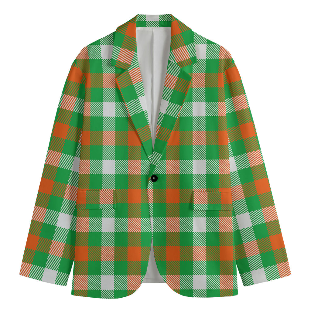 Irish Checkered St. Patrick's Day Print Men's Cotton Blazer
