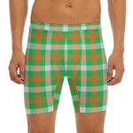 Irish Checkered St. Patrick's Day Print Men's Long Boxer Briefs