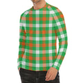 Irish Checkered St. Patrick's Day Print Men's Long Sleeve Rash Guard