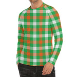Irish Checkered St. Patrick's Day Print Men's Long Sleeve Rash Guard