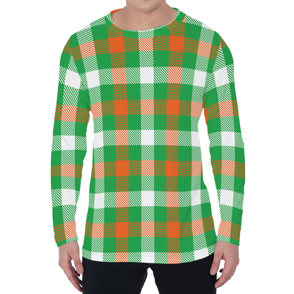 Irish Checkered St. Patrick's Day Print Men's Long Sleeve T-Shirt
