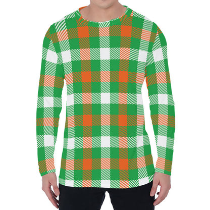 Irish Checkered St. Patrick's Day Print Men's Long Sleeve T-Shirt