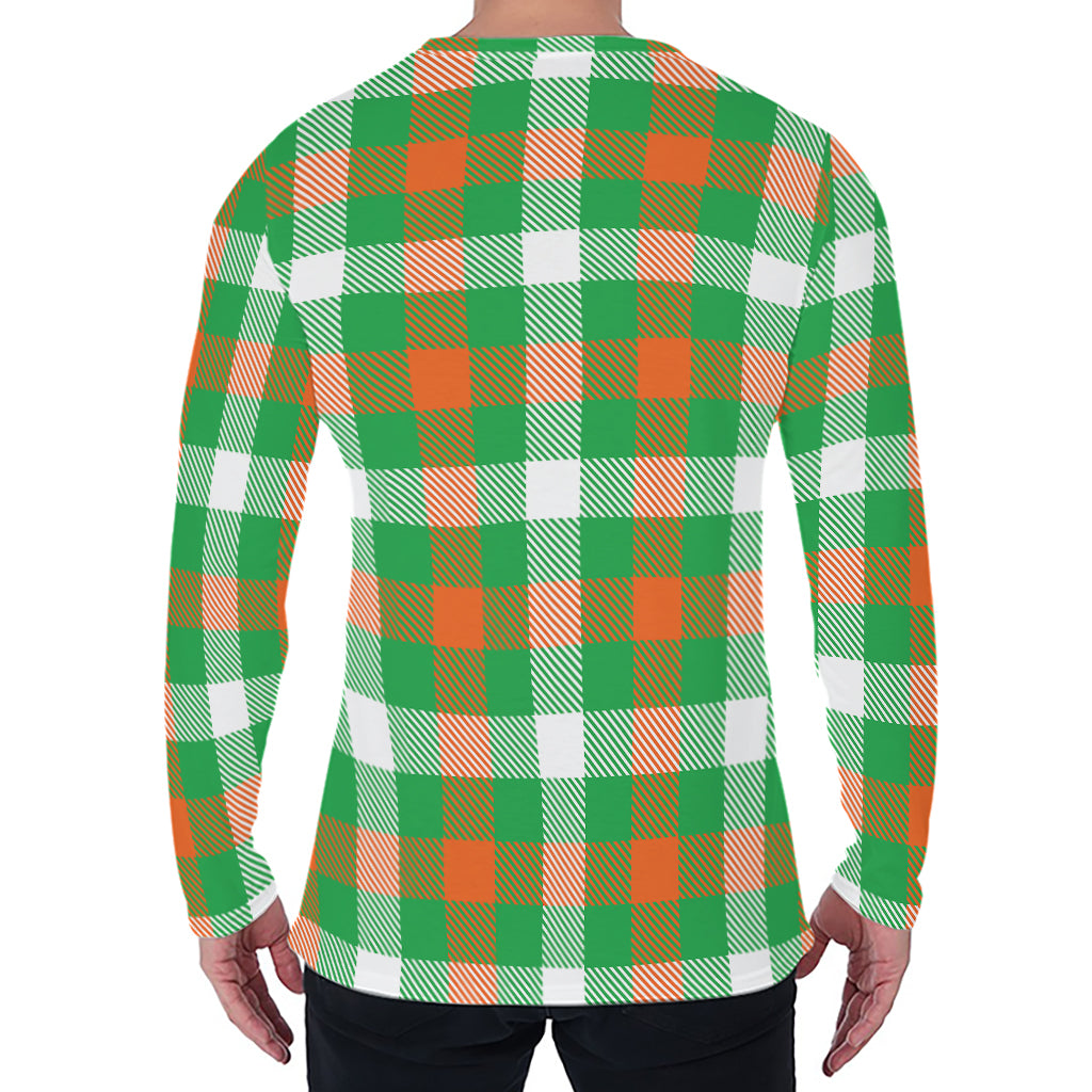 Irish Checkered St. Patrick's Day Print Men's Long Sleeve T-Shirt