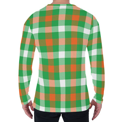 Irish Checkered St. Patrick's Day Print Men's Long Sleeve T-Shirt