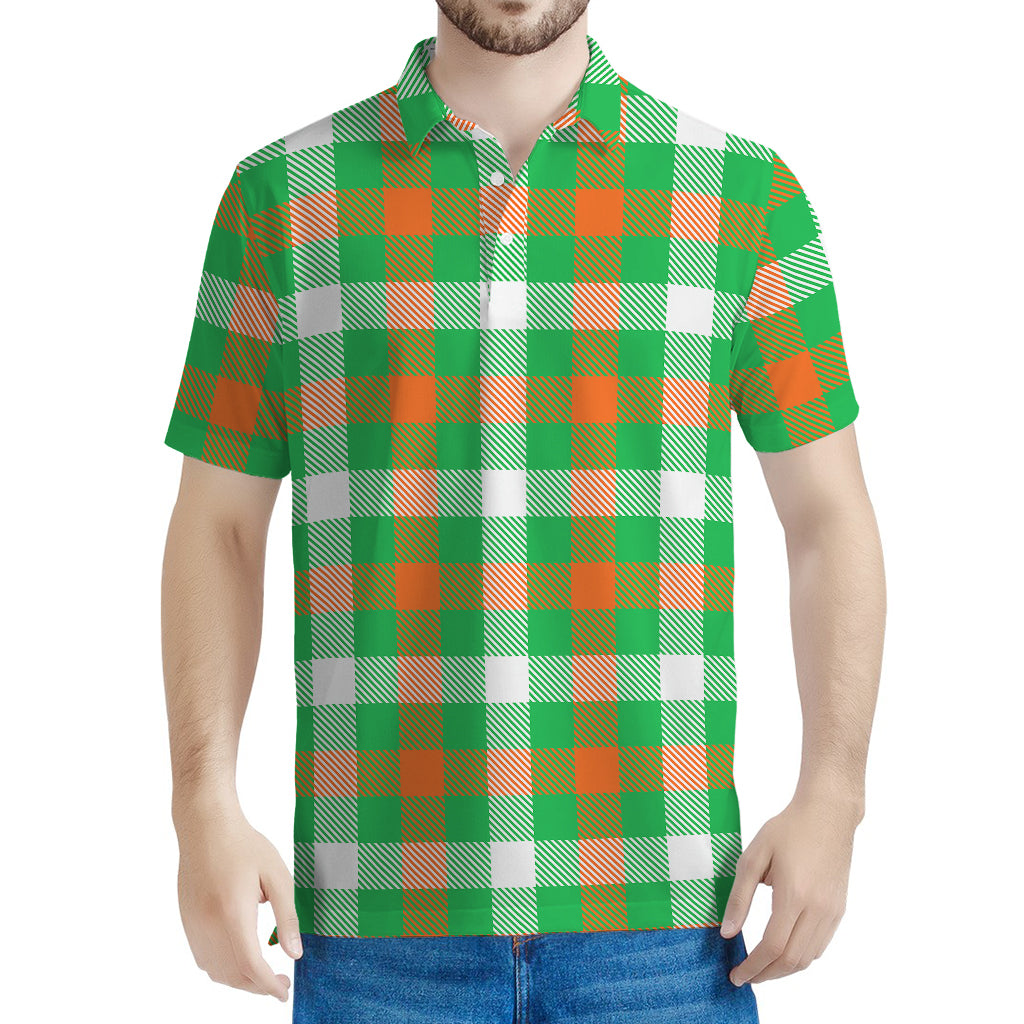 Irish Checkered St. Patrick's Day Print Men's Polo Shirt