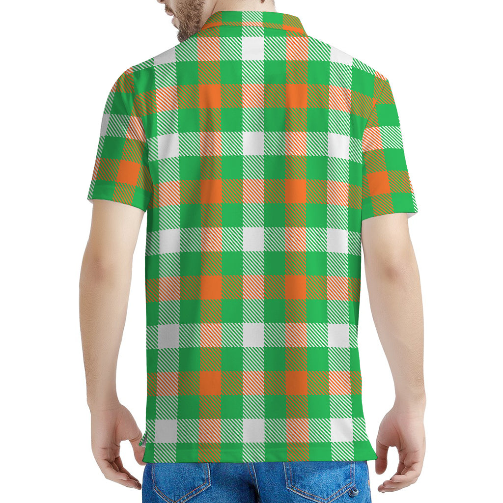 Irish Checkered St. Patrick's Day Print Men's Polo Shirt