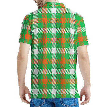 Irish Checkered St. Patrick's Day Print Men's Polo Shirt