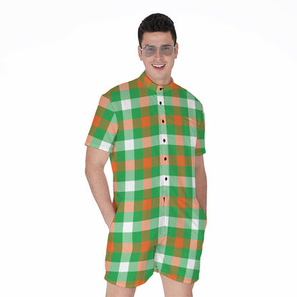 Irish Checkered St. Patrick's Day Print Men's Rompers