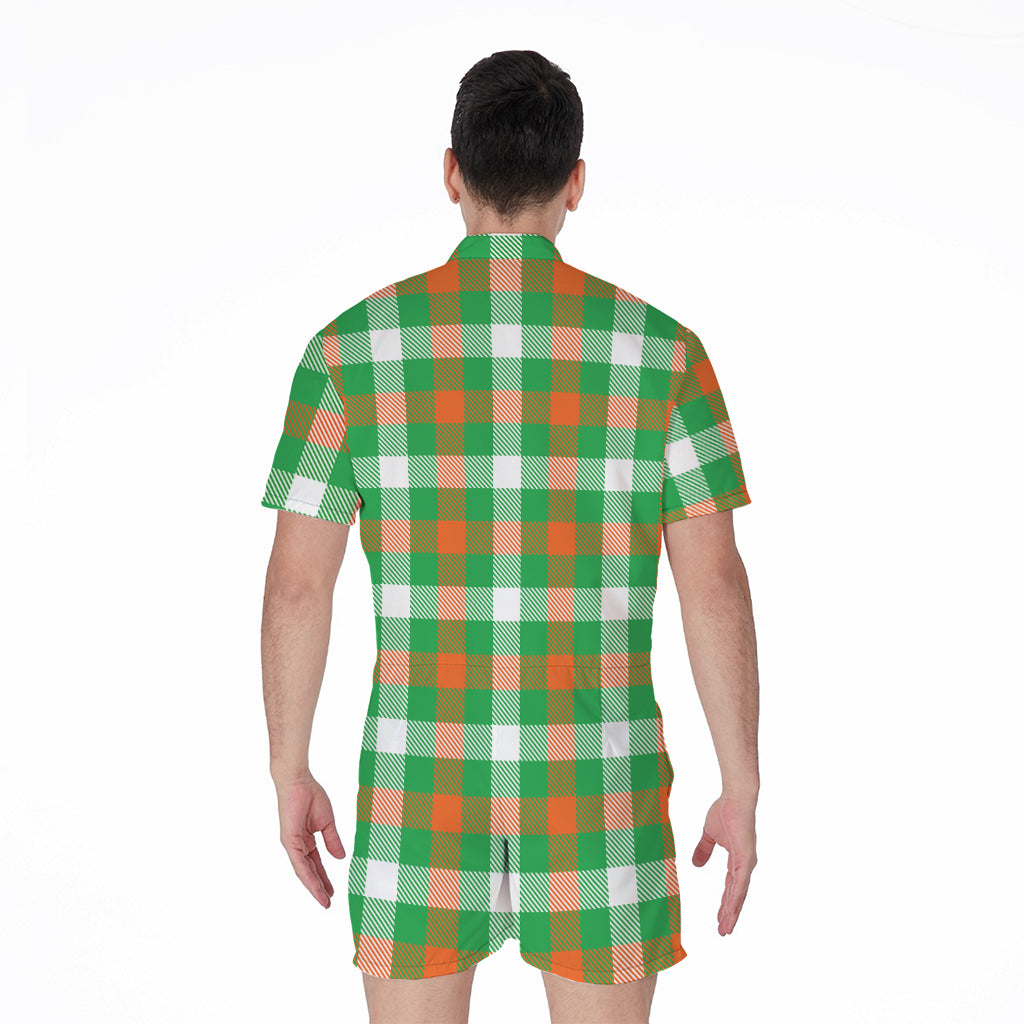 Irish Checkered St. Patrick's Day Print Men's Rompers