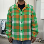 Irish Checkered St. Patrick's Day Print Men's Shirt Jacket