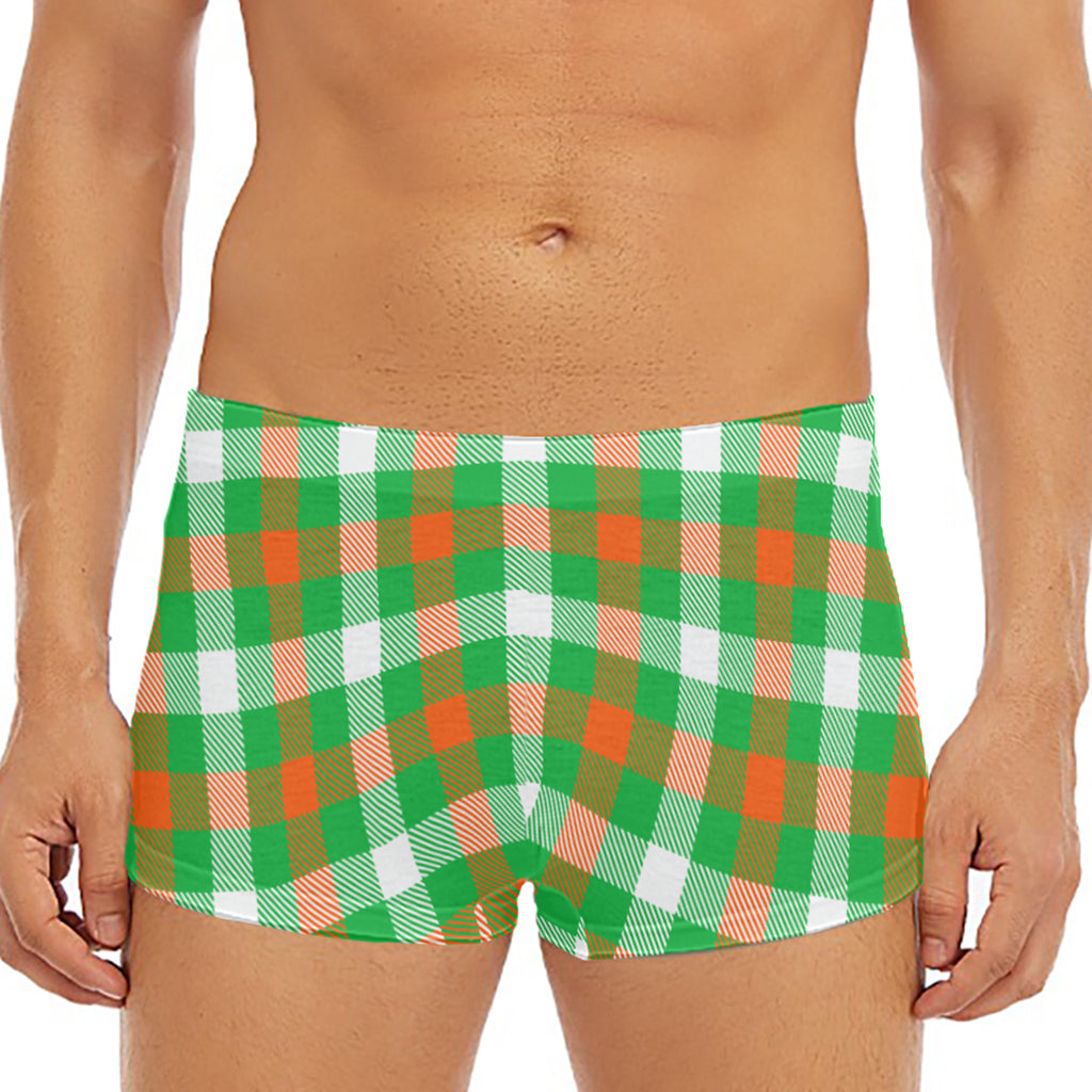 Irish Checkered St. Patrick's Day Print Men's Short Boxer Briefs