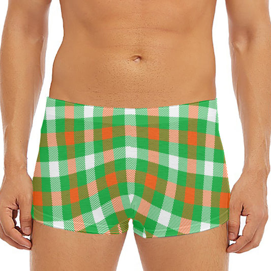 Irish Checkered St. Patrick's Day Print Men's Short Boxer Briefs