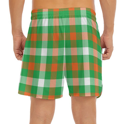Irish Checkered St. Patrick's Day Print Men's Split Running Shorts