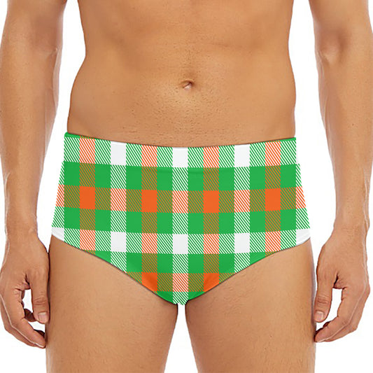 Irish Checkered St. Patrick's Day Print Men's Triangle Swim Briefs