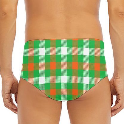 Irish Checkered St. Patrick's Day Print Men's Triangle Swim Briefs