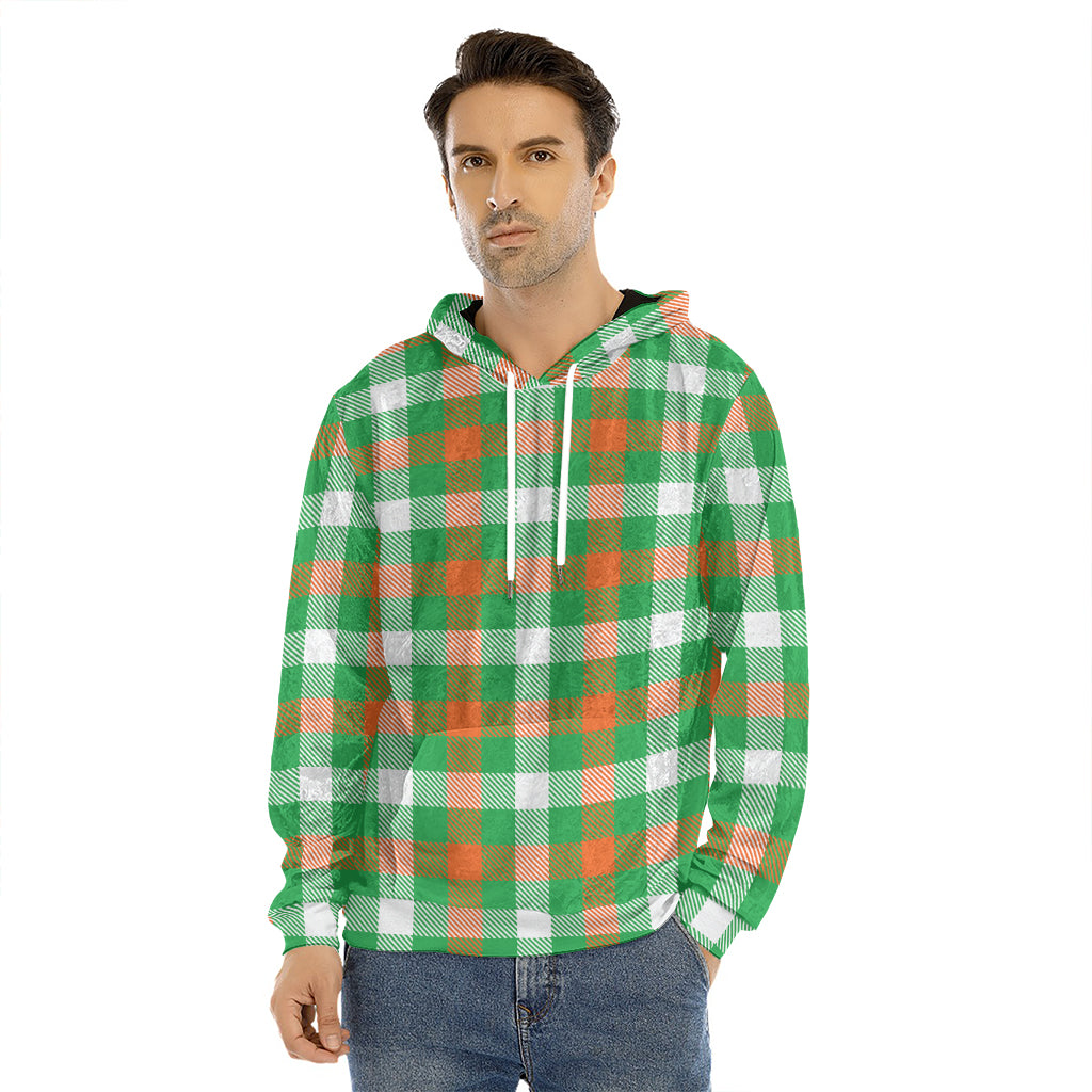 Irish Checkered St. Patrick's Day Print Men's Velvet Pullover Hoodie