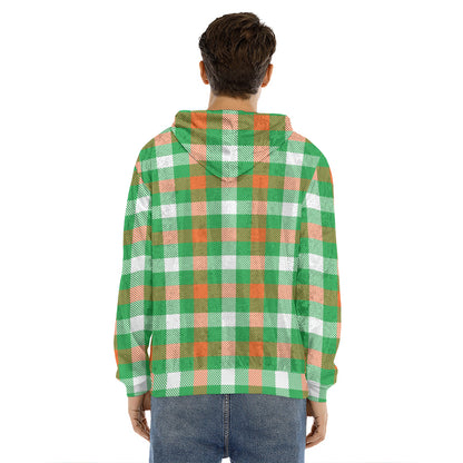 Irish Checkered St. Patrick's Day Print Men's Velvet Pullover Hoodie