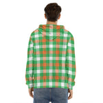Irish Checkered St. Patrick's Day Print Men's Velvet Pullover Hoodie