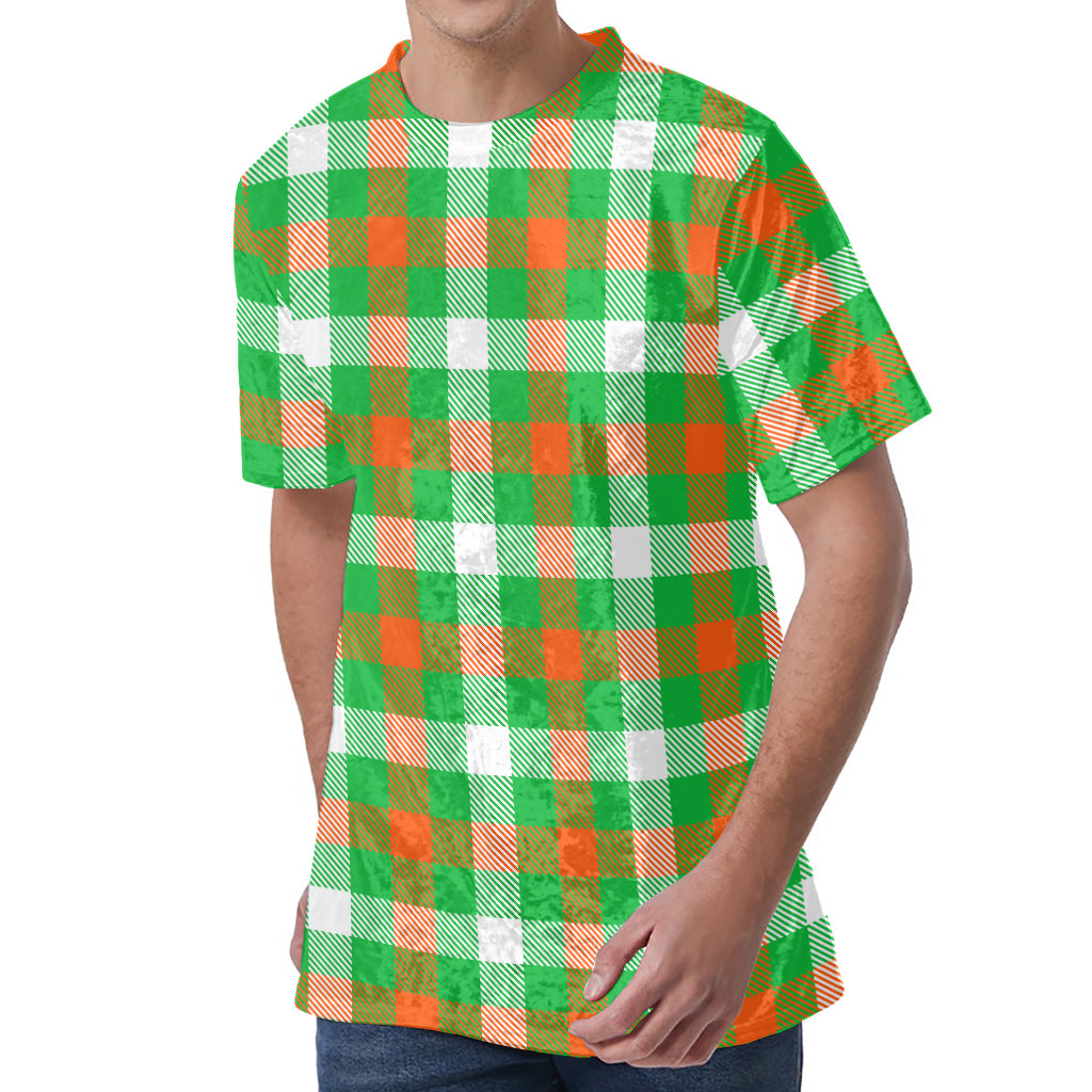Irish Checkered St. Patrick's Day Print Men's Velvet T-Shirt