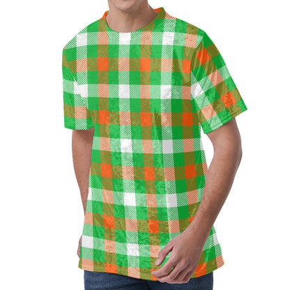 Irish Checkered St. Patrick's Day Print Men's Velvet T-Shirt
