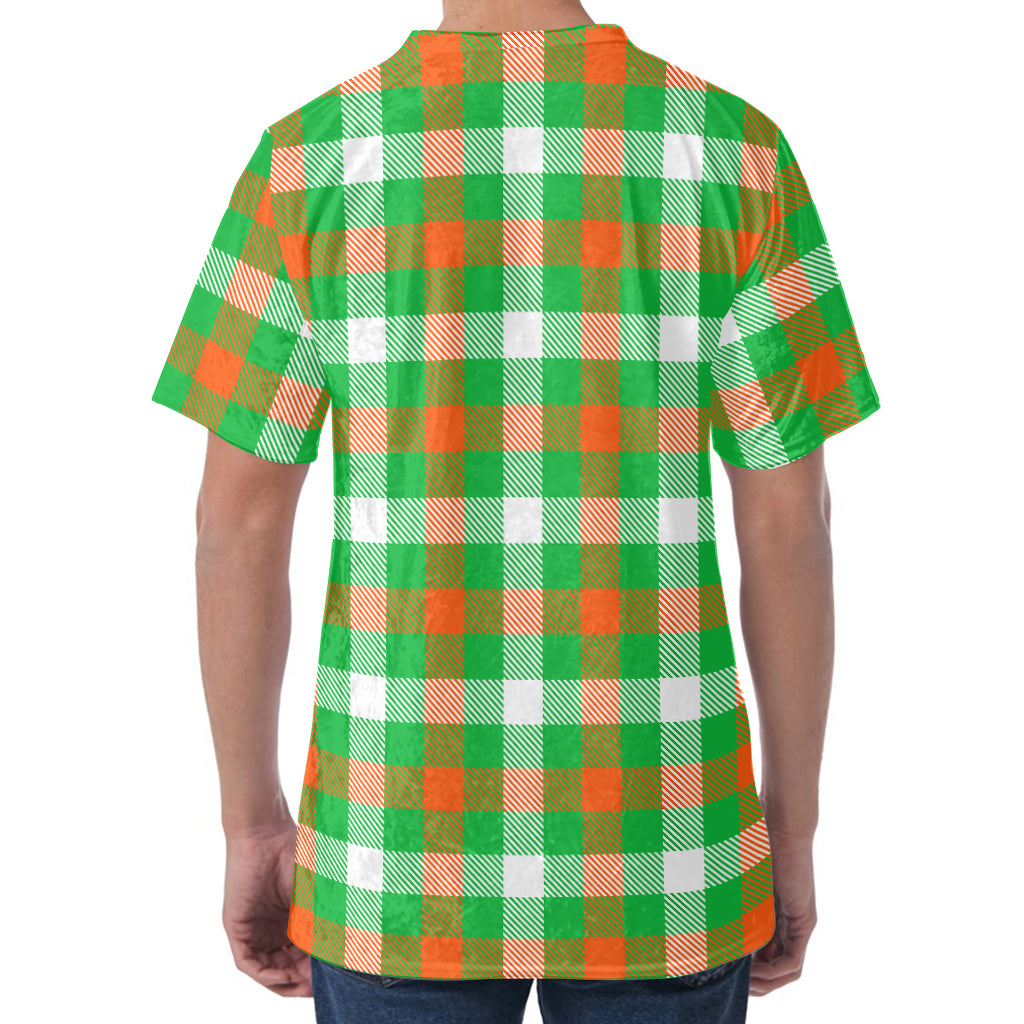 Irish Checkered St. Patrick's Day Print Men's Velvet T-Shirt