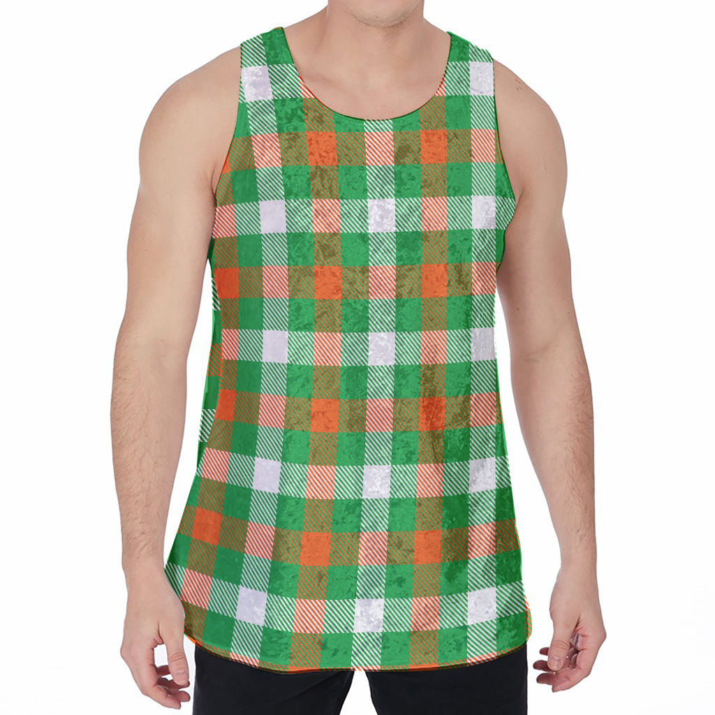 Irish Checkered St. Patrick's Day Print Men's Velvet Tank Top