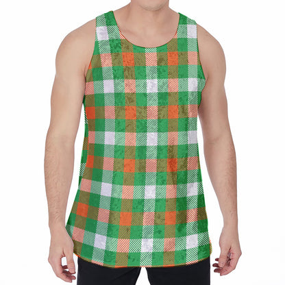 Irish Checkered St. Patrick's Day Print Men's Velvet Tank Top