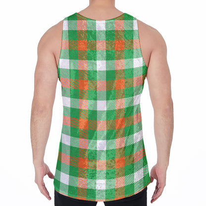 Irish Checkered St. Patrick's Day Print Men's Velvet Tank Top