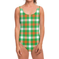 Irish Checkered St. Patrick's Day Print One Piece Swimsuit