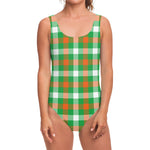 Irish Checkered St. Patrick's Day Print One Piece Swimsuit