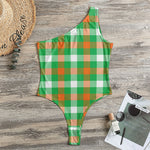 Irish Checkered St. Patrick's Day Print One Shoulder Bodysuit