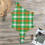Irish Checkered St. Patrick's Day Print One Shoulder Bodysuit