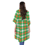 Irish Checkered St. Patrick's Day Print Open Front Beach Cover Up