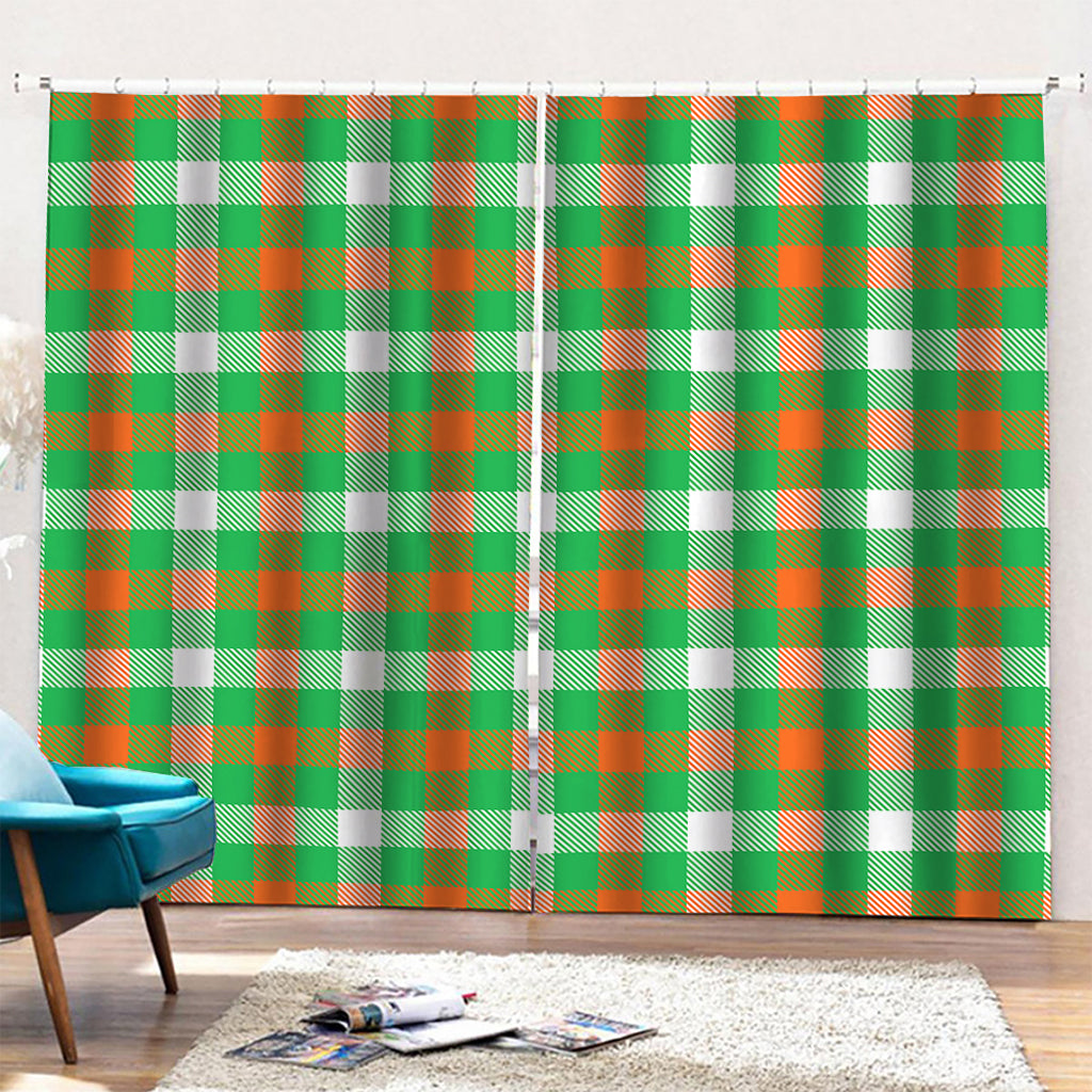 Irish Checkered St. Patrick's Day Print Pencil Pleat Curtains